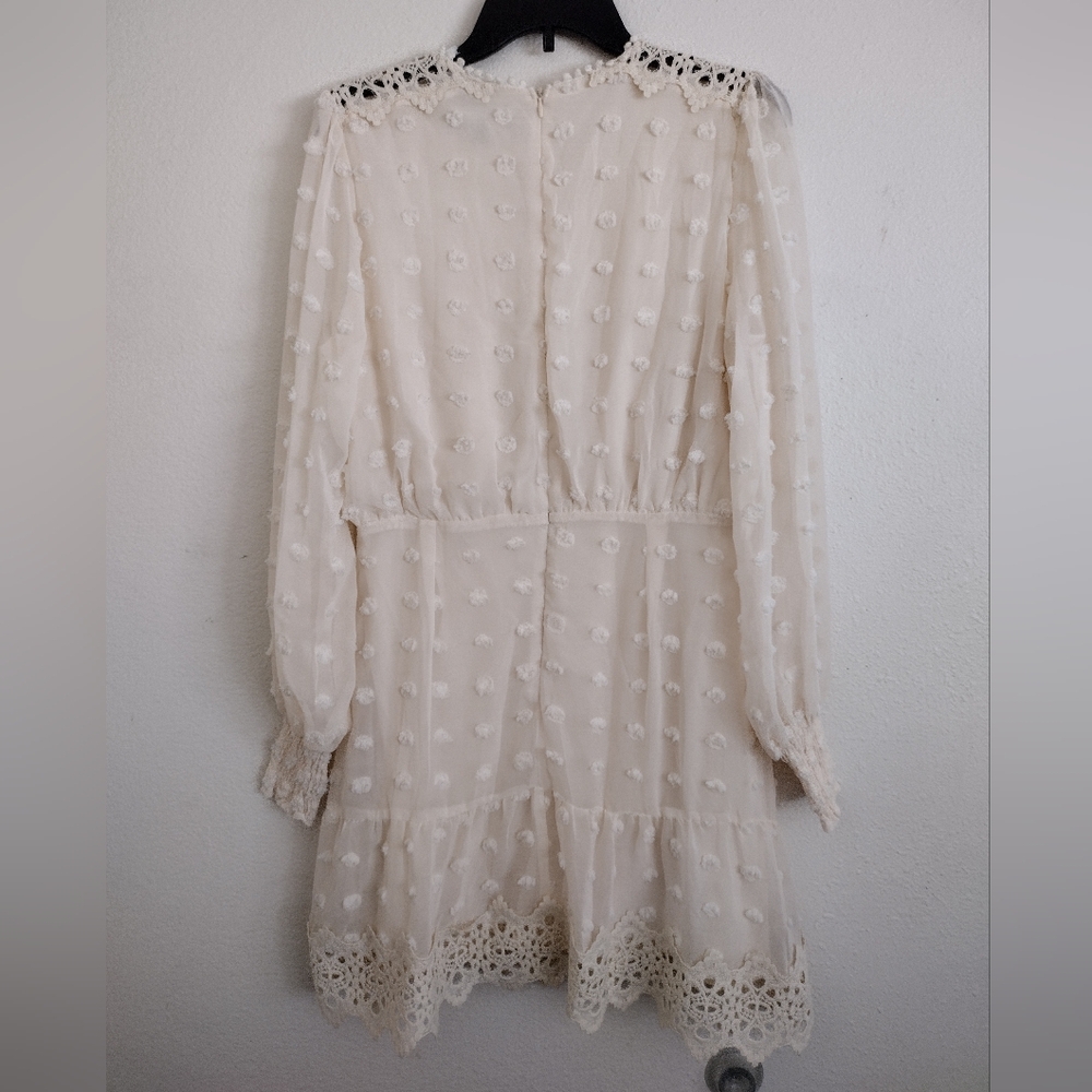 Lulu's Lust Or Love Elegant Cream Lace Embroidered Dress Size Large - Picture 15 of 16